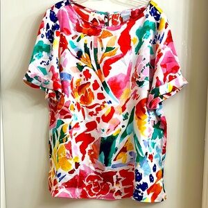 Chico’s Colorful Floral Top, Size 2 (12 -14)